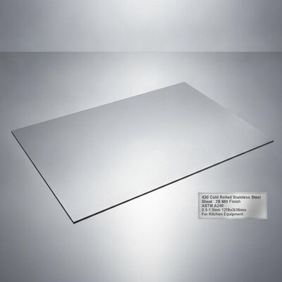430 ใบเหล็กไร้ขัดเหล็กที่มี 2B Mill Finish ความหนา 0.5-1.5 มิลลิเมตรและขนาด 1219x2438 มิลลิเมตรสําหรับอุปกรณ์ครัว