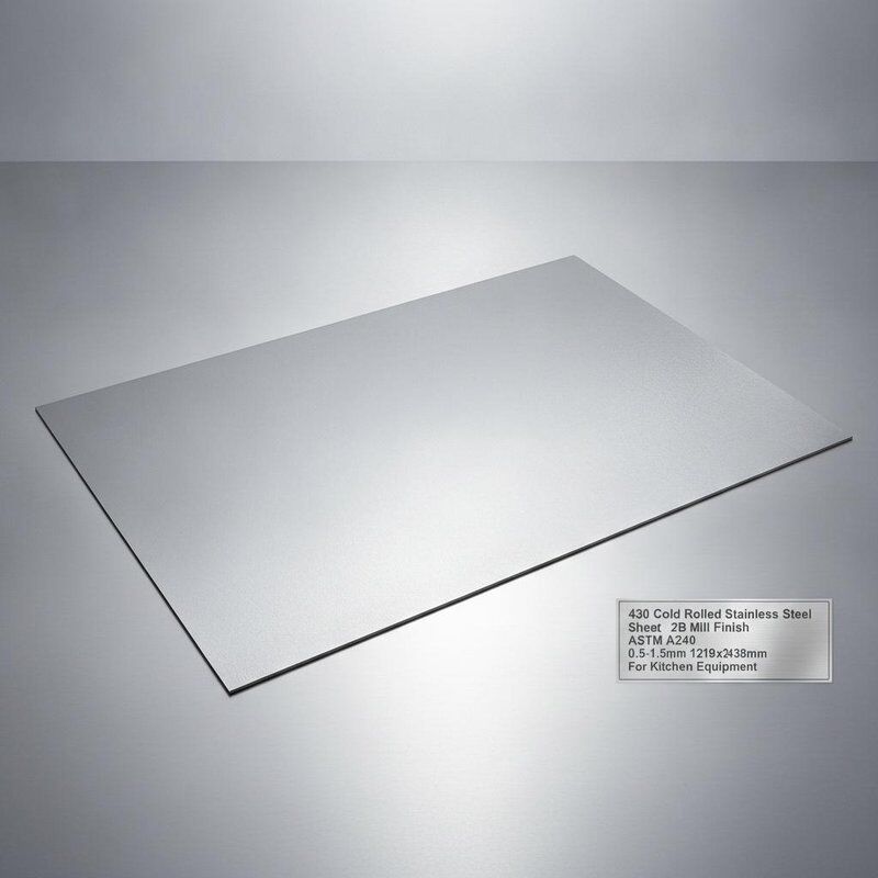 430 ใบเหล็กไร้ขัดเหล็กที่มี 2B Mill Finish ความหนา 0.5-1.5 มิลลิเมตรและขนาด 1219x2438 มิลลิเมตรสําหรับอุปกรณ์ครัว